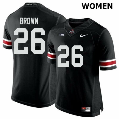 NCAA Ohio State Buckeyes Women's #26 Cameron Brown Black Nike Football College Jersey VMW8645JH